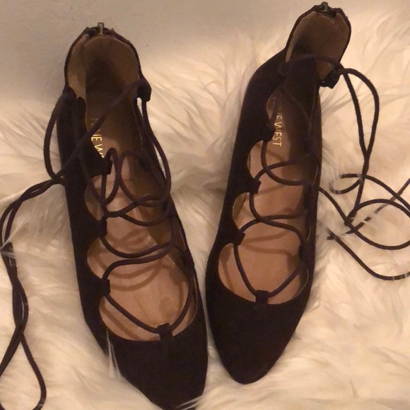 Nine West Sign Me Up Suede Lace-Up Flat - Picture 3 of 8